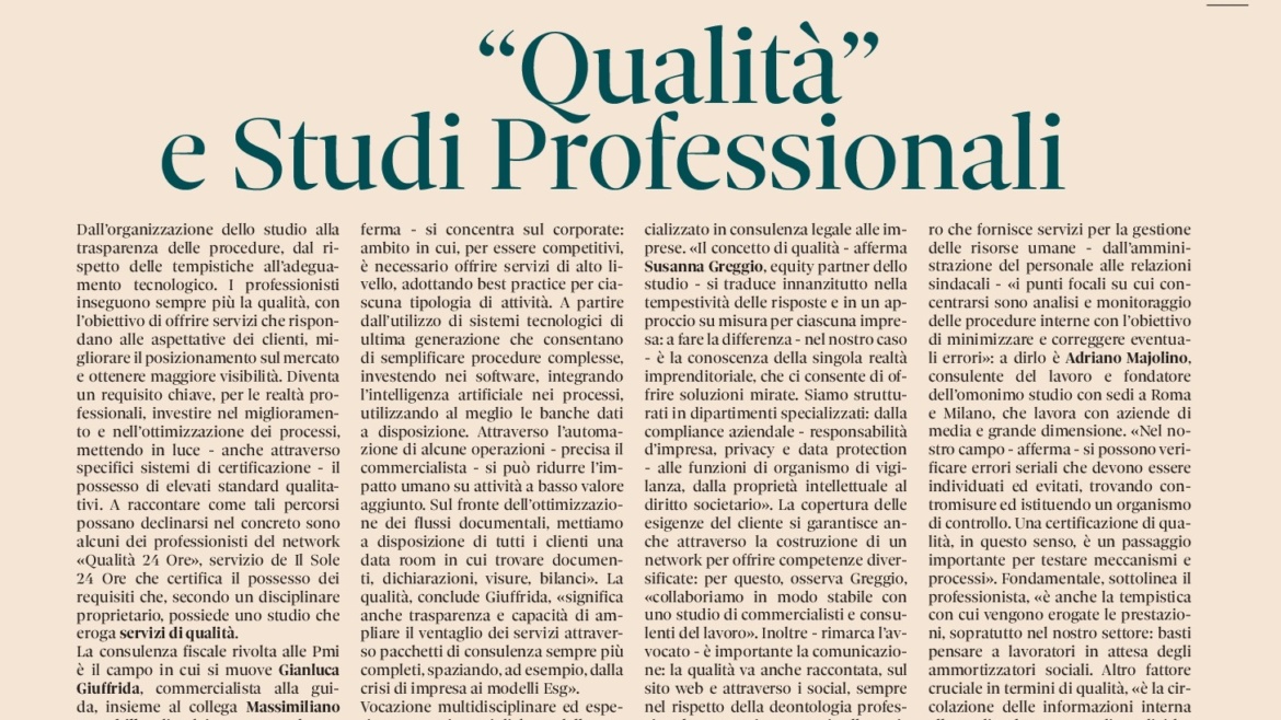 L’intervento di Adriano Majolino, pubblicato sul numero di Giugno 2024 di Fare Network de Il Sole 24 Ore